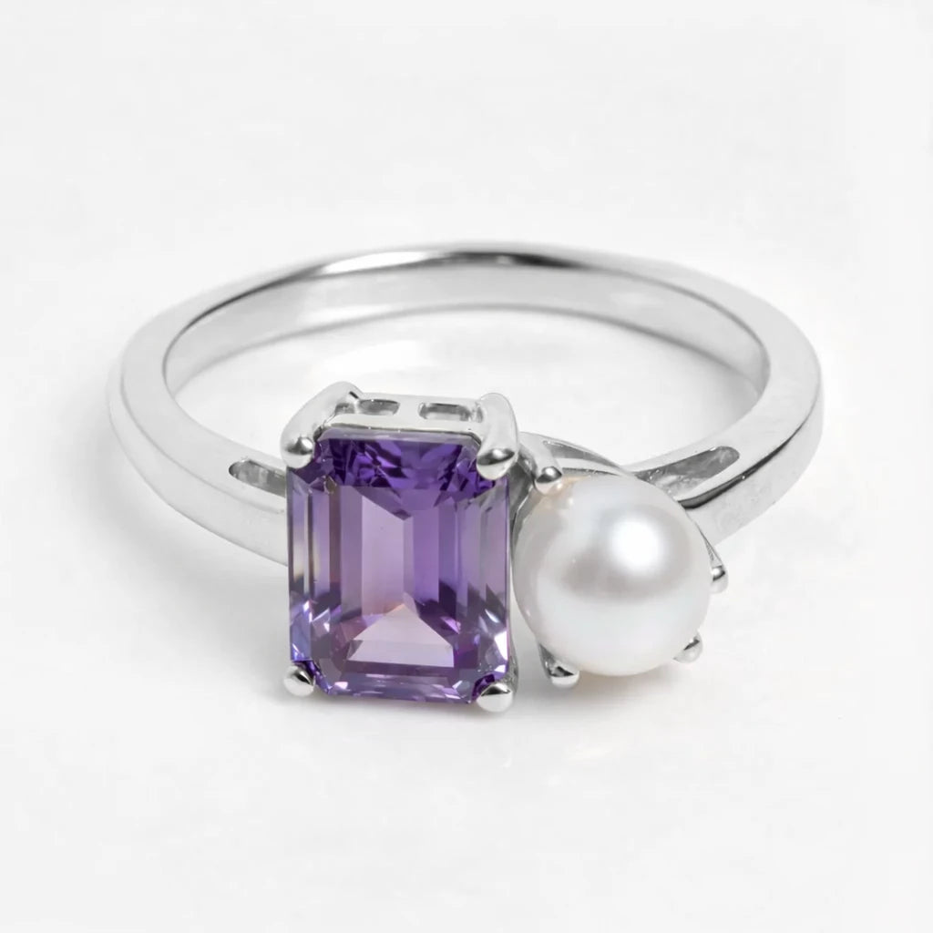 Dual Birthstone Ring Silver