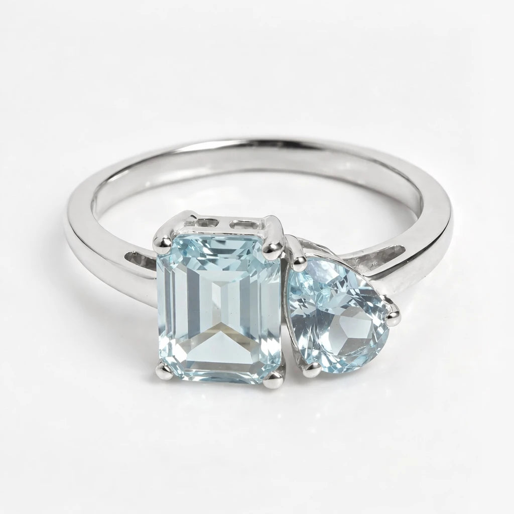 Dual Birthstone Ring Silver