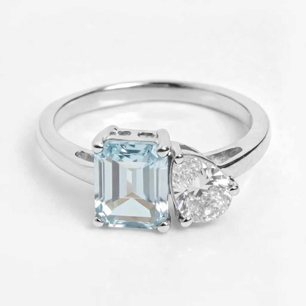 Dual Birthstone Ring Silver