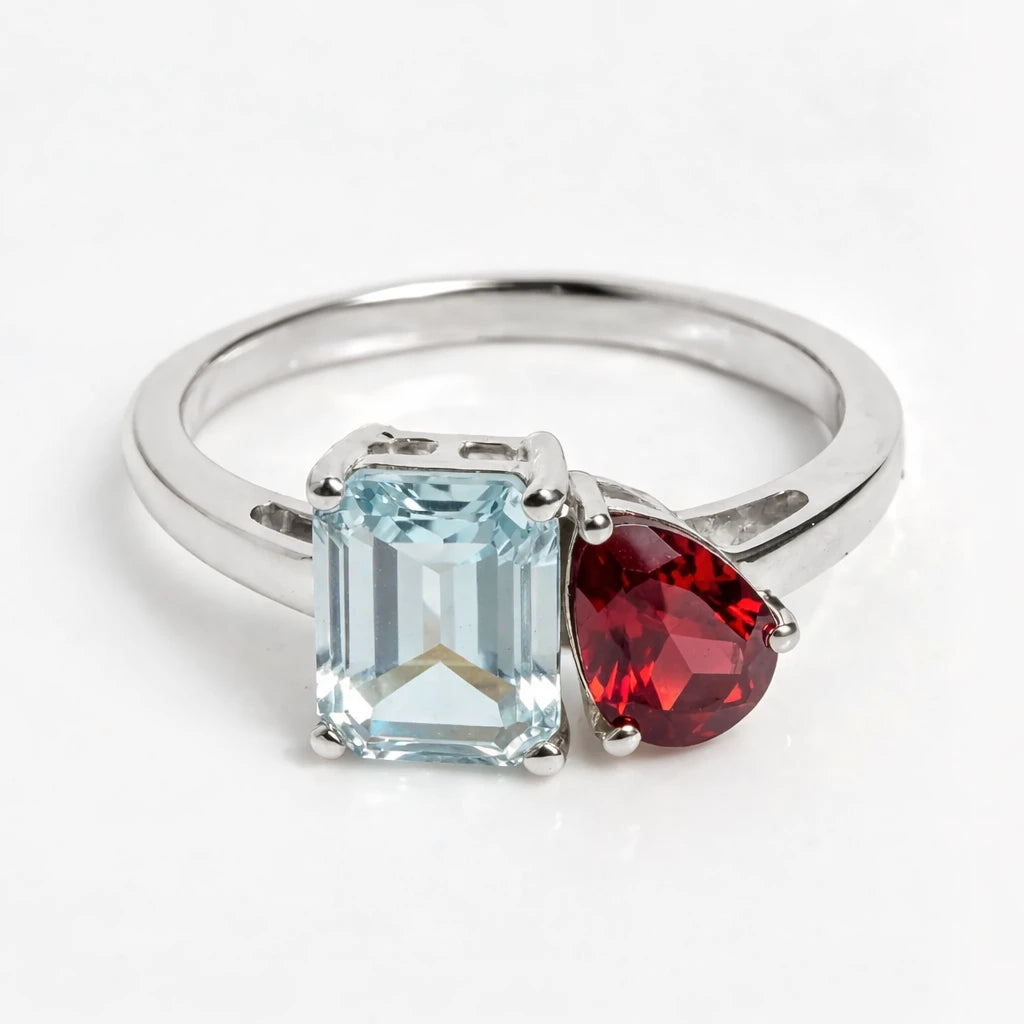 Dual Birthstone Ring Silver