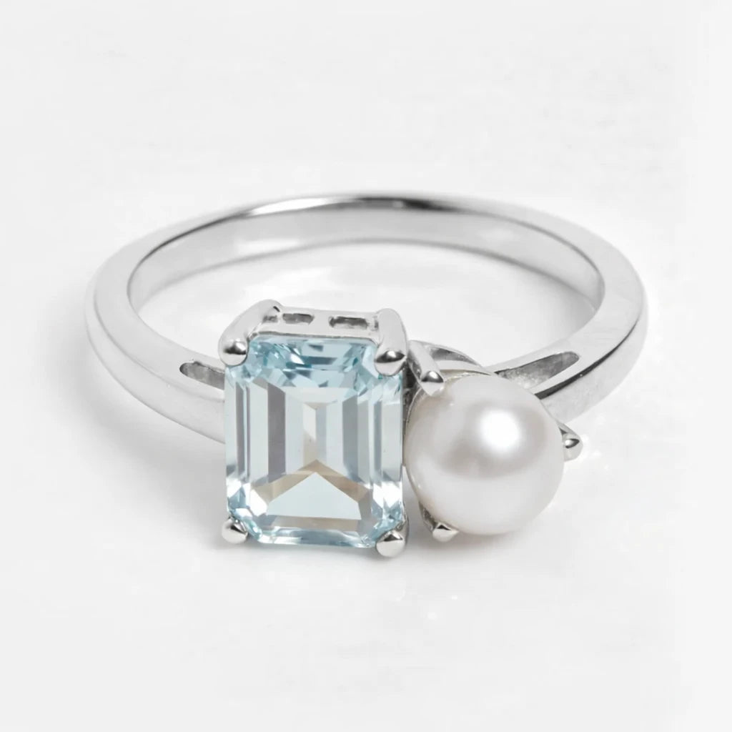 Dual Birthstone Ring Silver