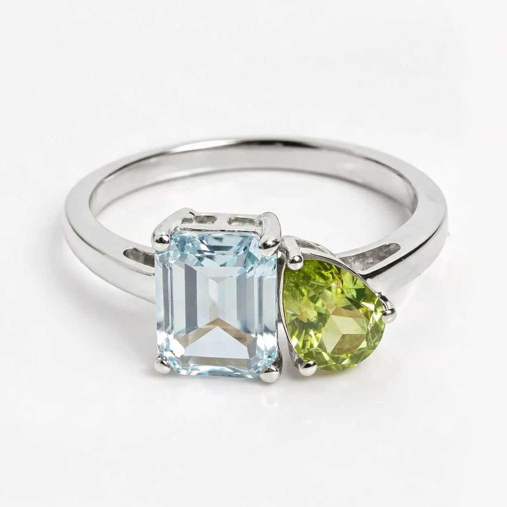 Dual Birthstone Ring Silver