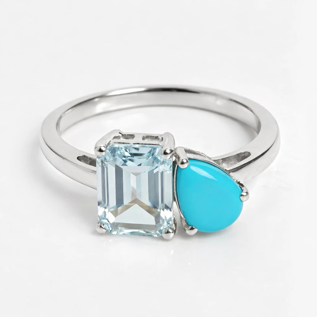 Dual Birthstone Ring Silver