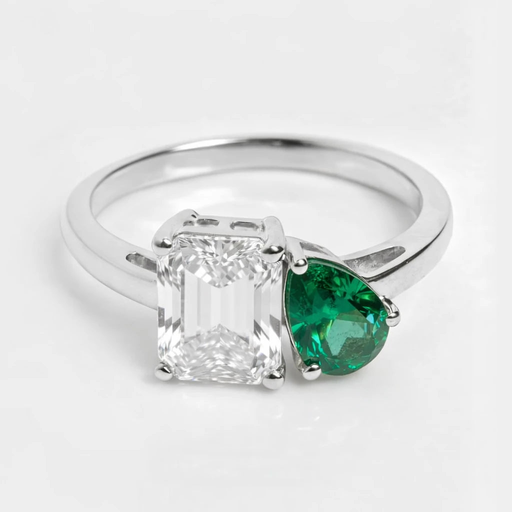 Dual Birthstone Ring Silver