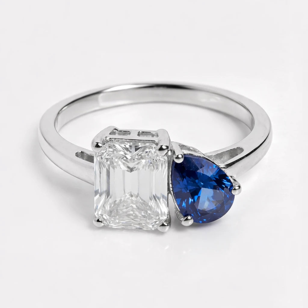 Dual Birthstone Ring Silver