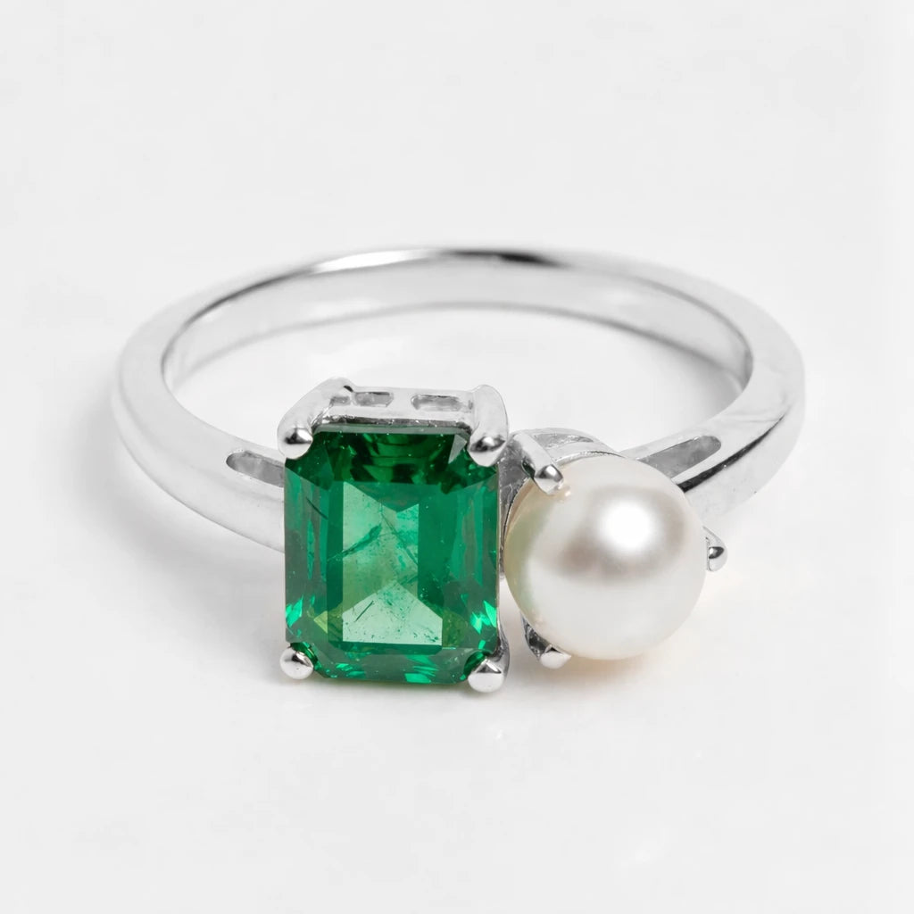 Dual Birthstone Ring Silver