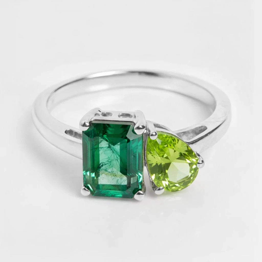 Dual Birthstone Ring Silver