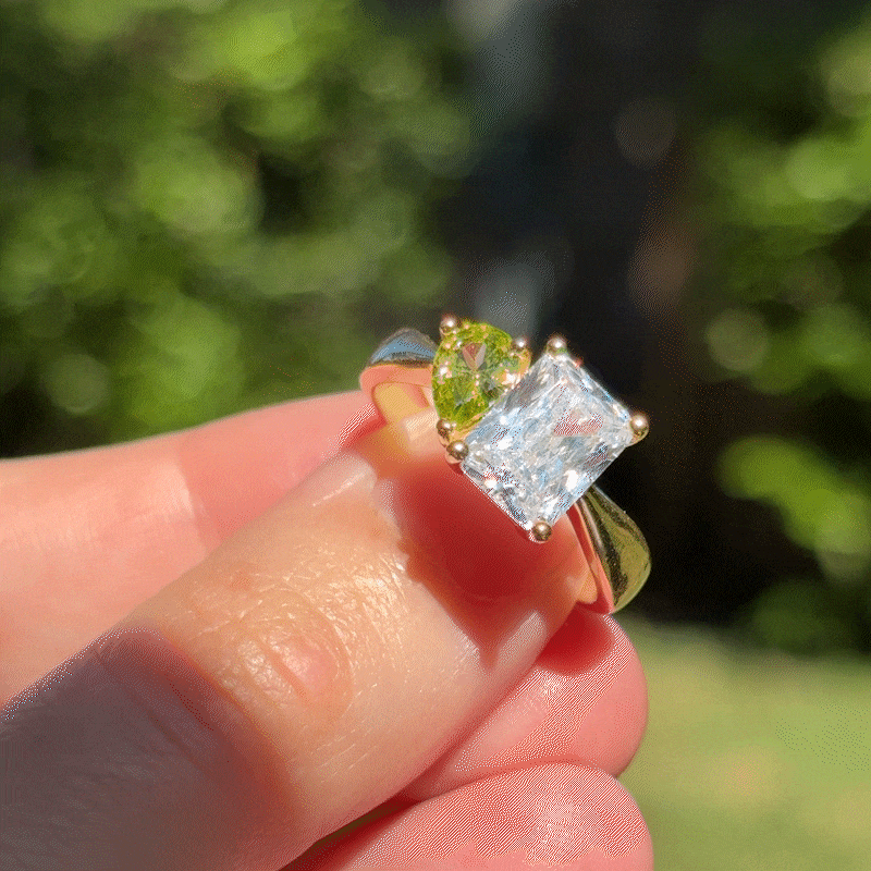 Dual Birthstone Ring Gold Plated