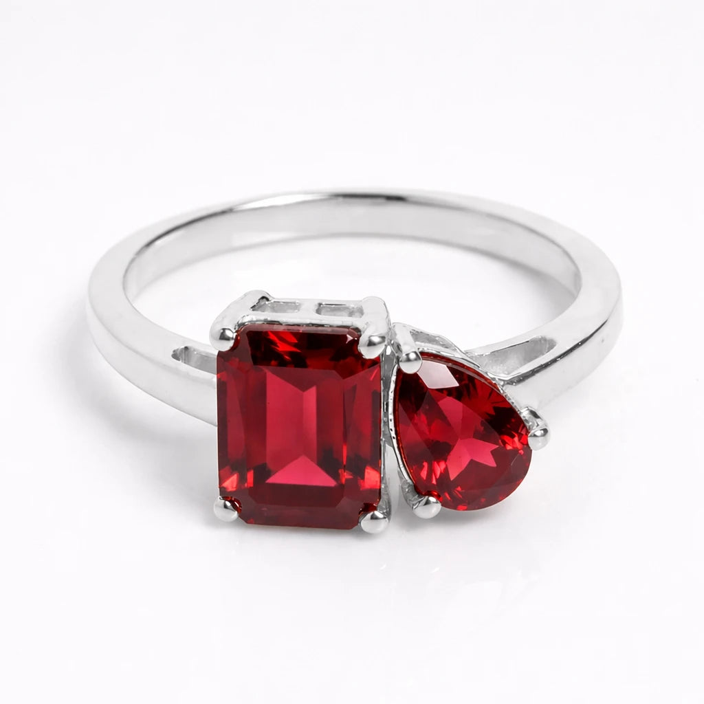 Dual Birthstone Ring Silver