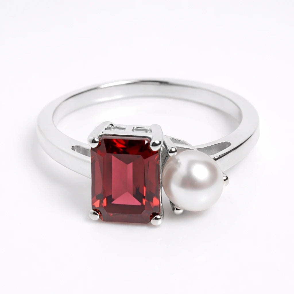 Dual Birthstone Ring Silver