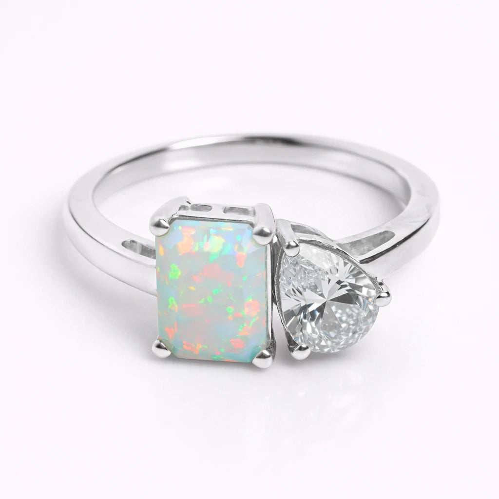 Dual Birthstone Ring Silver