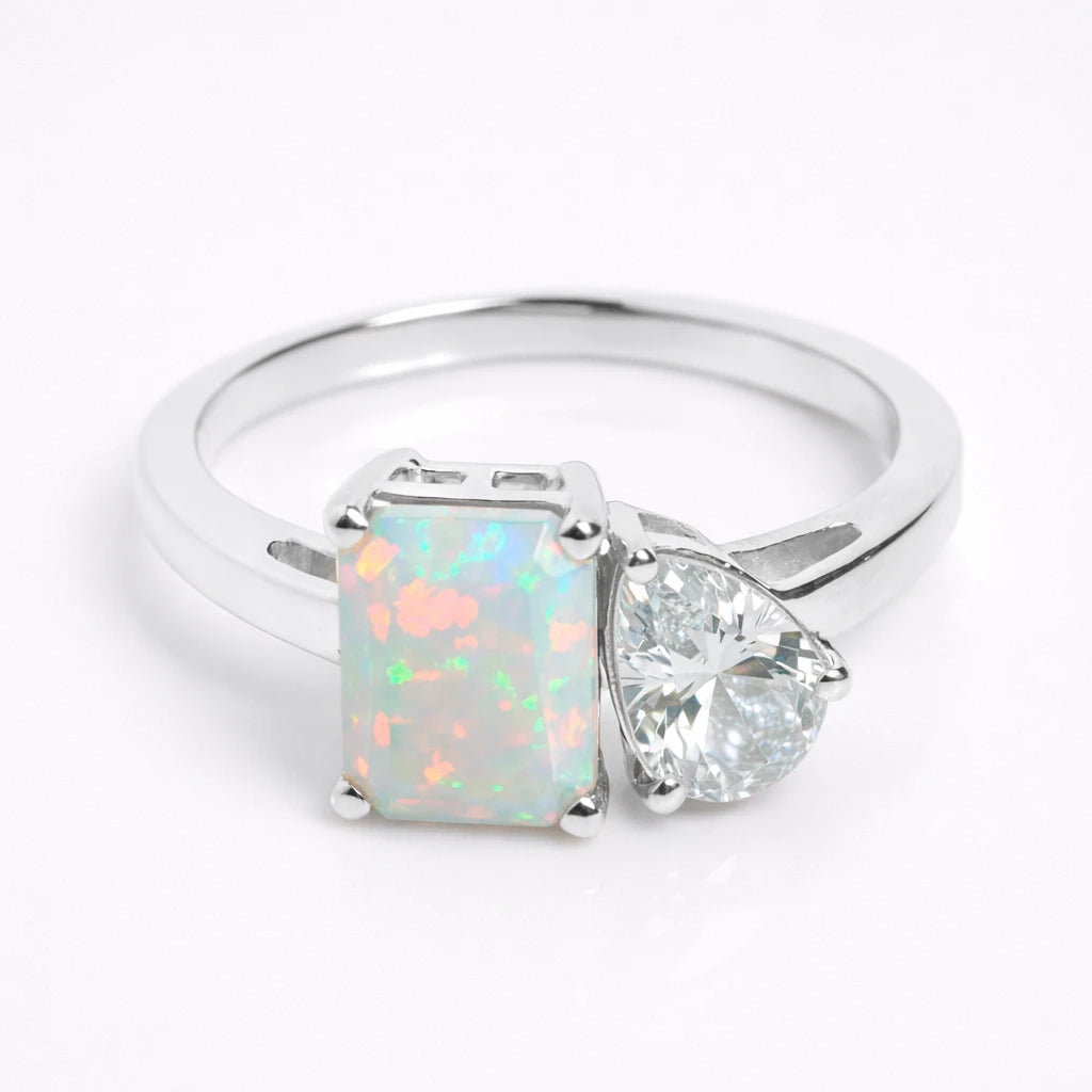 Dual Birthstone Ring Silver