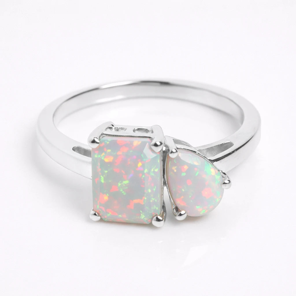 Dual Birthstone Ring Silver