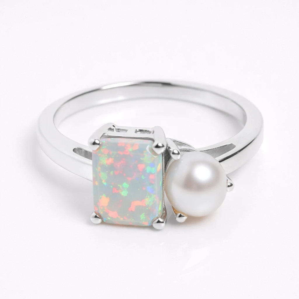 Dual Birthstone Ring Silver