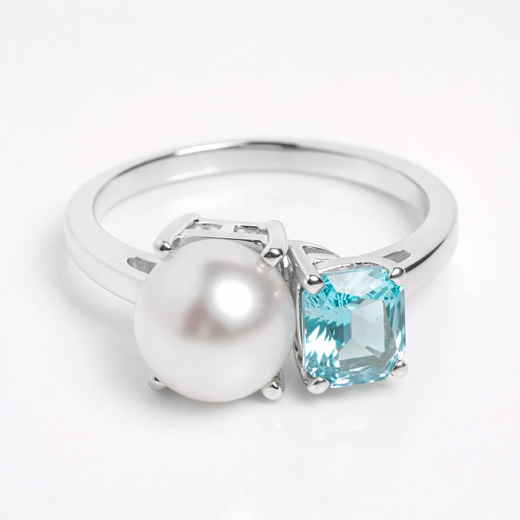 Dual Birthstone Ring Silver