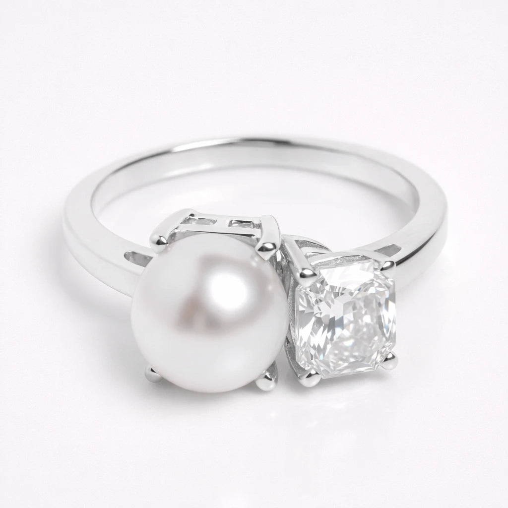 Dual Birthstone Ring Silver