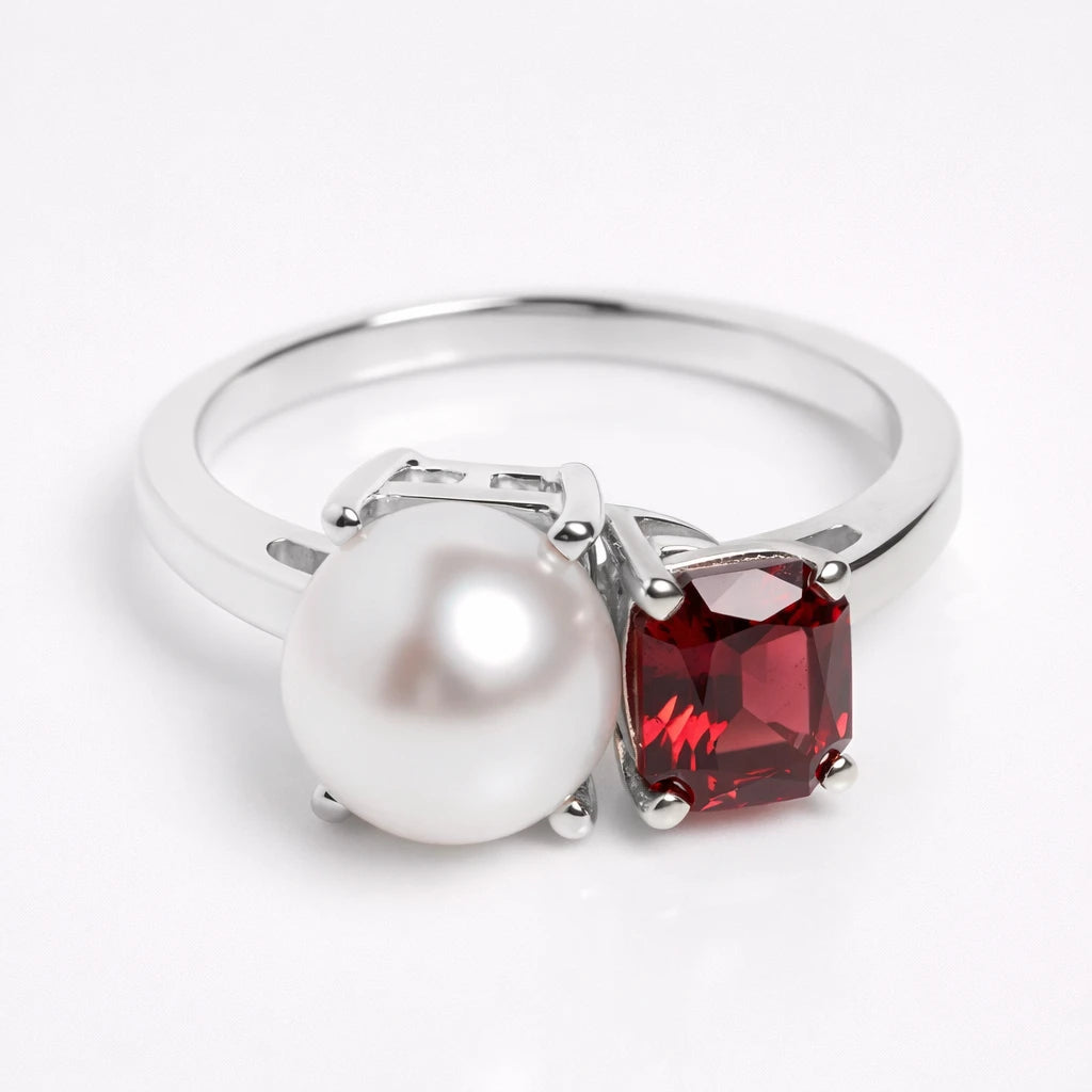 Dual Birthstone Ring Silver
