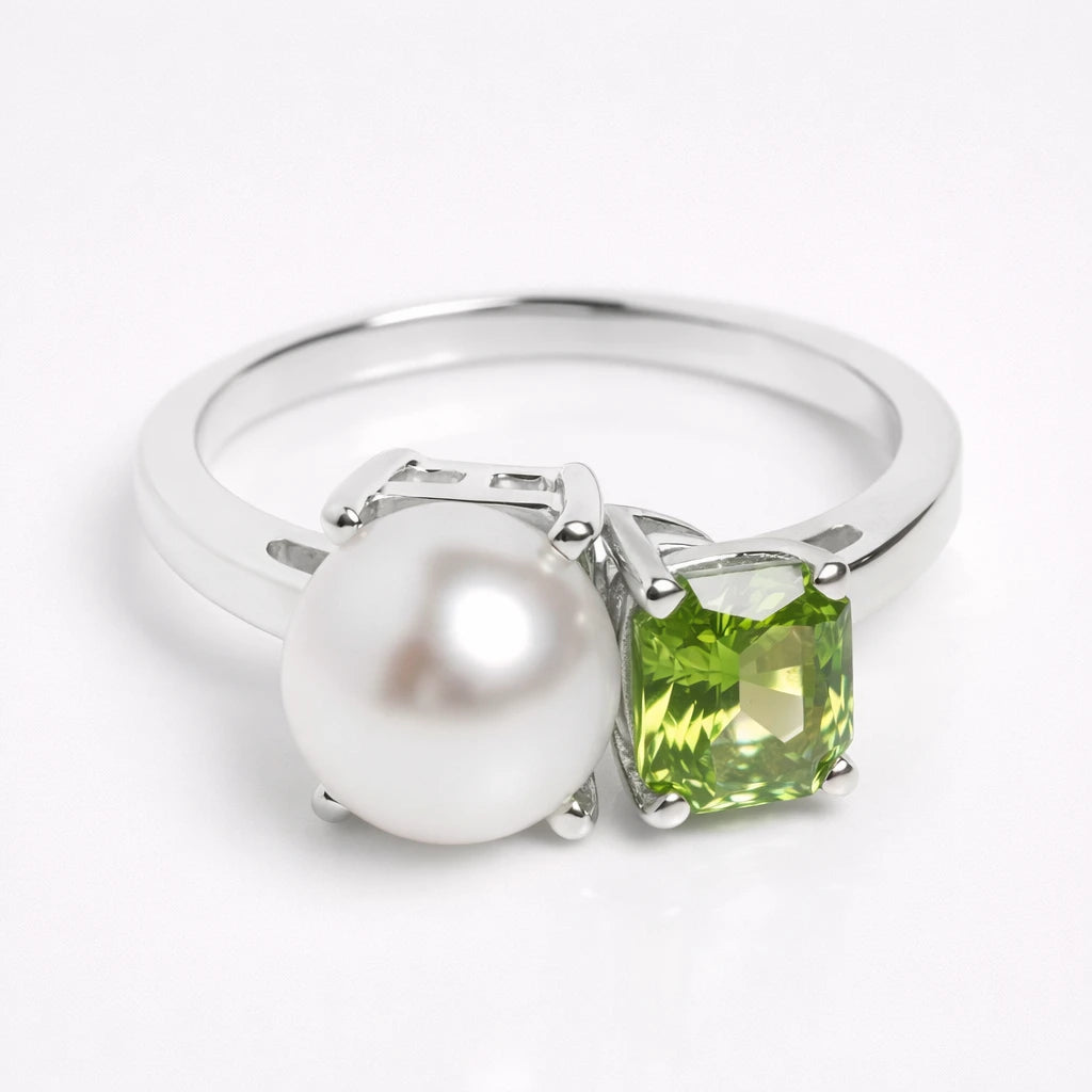 Dual Birthstone Ring Silver