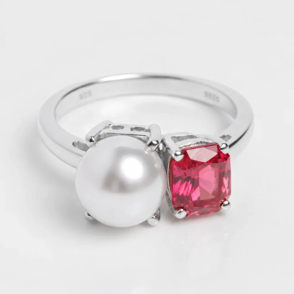 Dual Birthstone Ring Silver