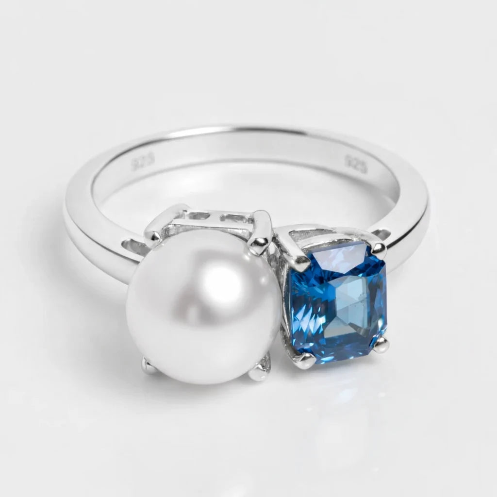 Dual Birthstone Ring Silver