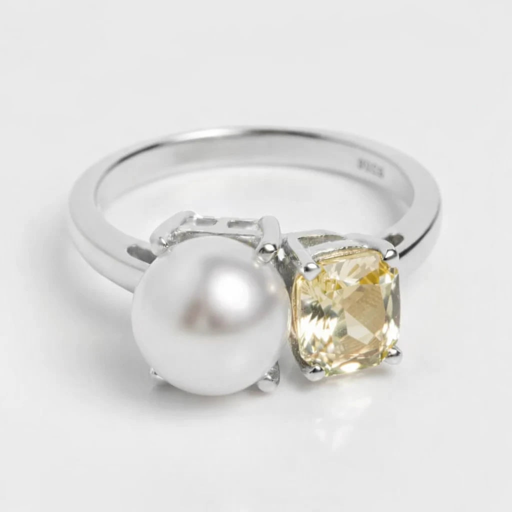 Dual Birthstone Ring Silver