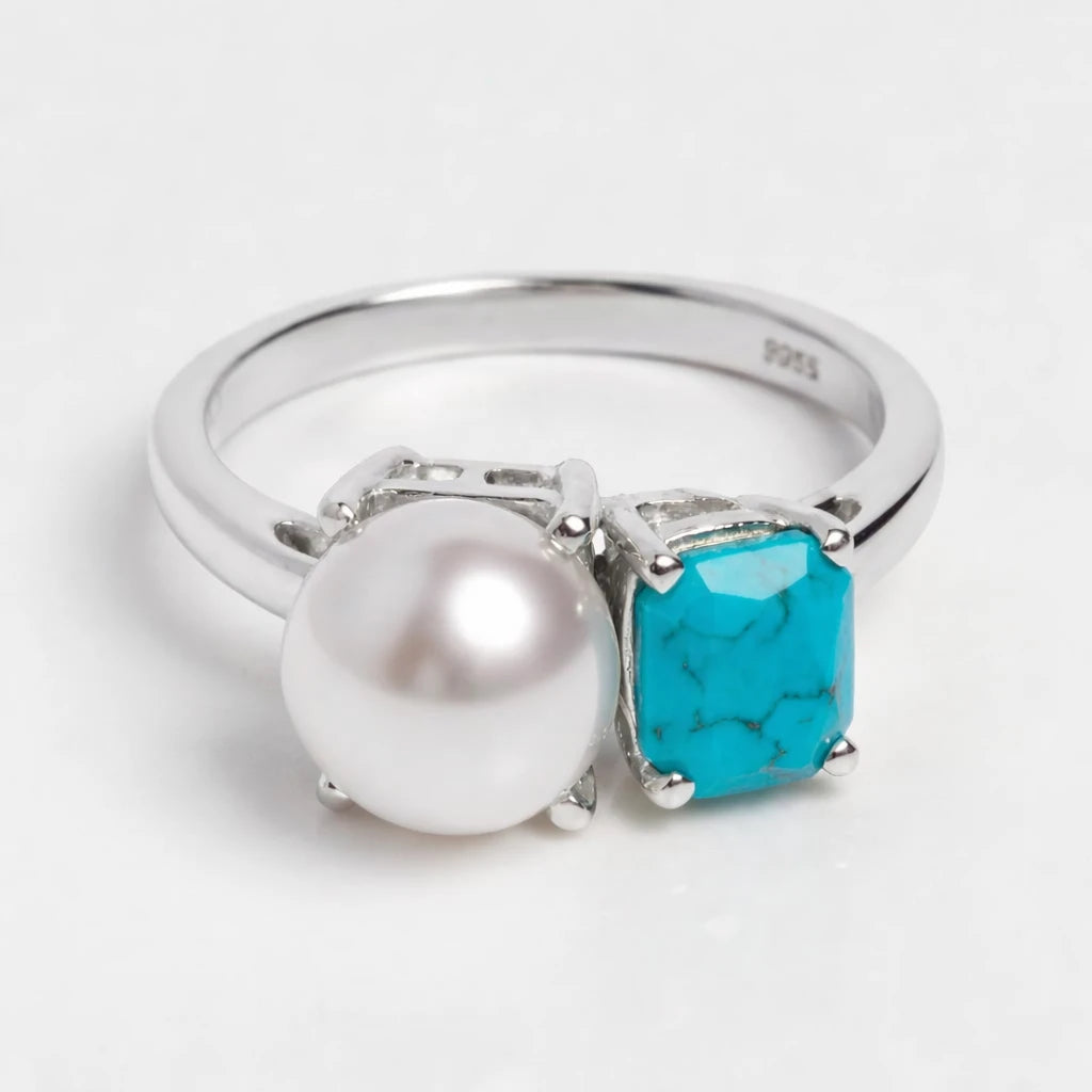 Dual Birthstone Ring Silver
