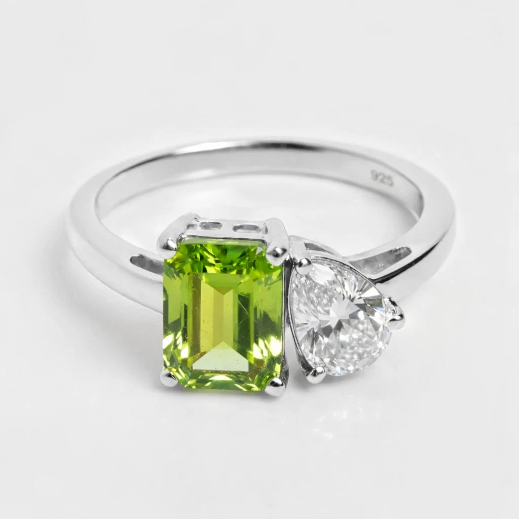 Dual Birthstone Ring Silver