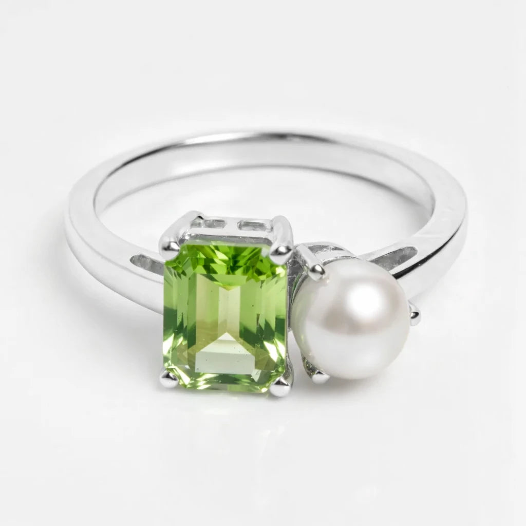 Dual Birthstone Ring Silver