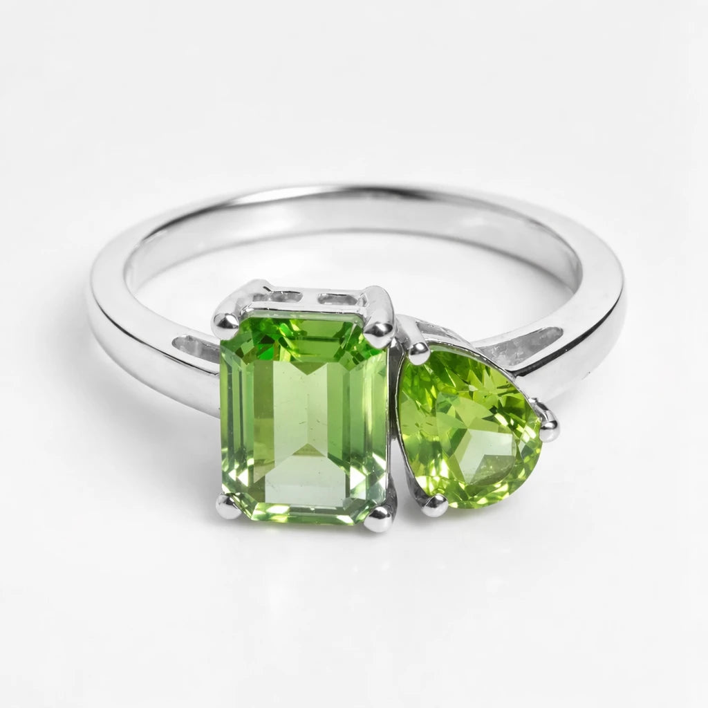 Dual Birthstone Ring Silver