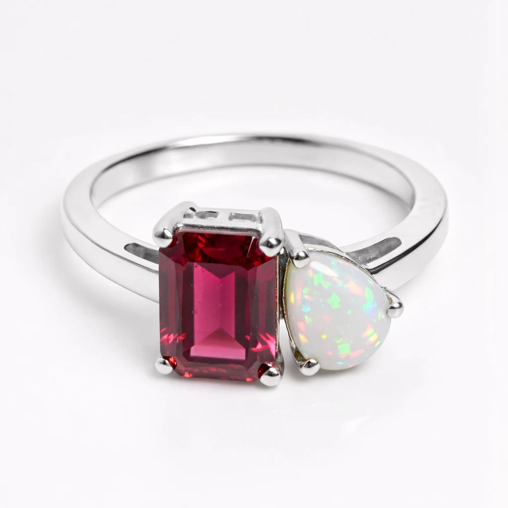 Dual Birthstone Ring Silver