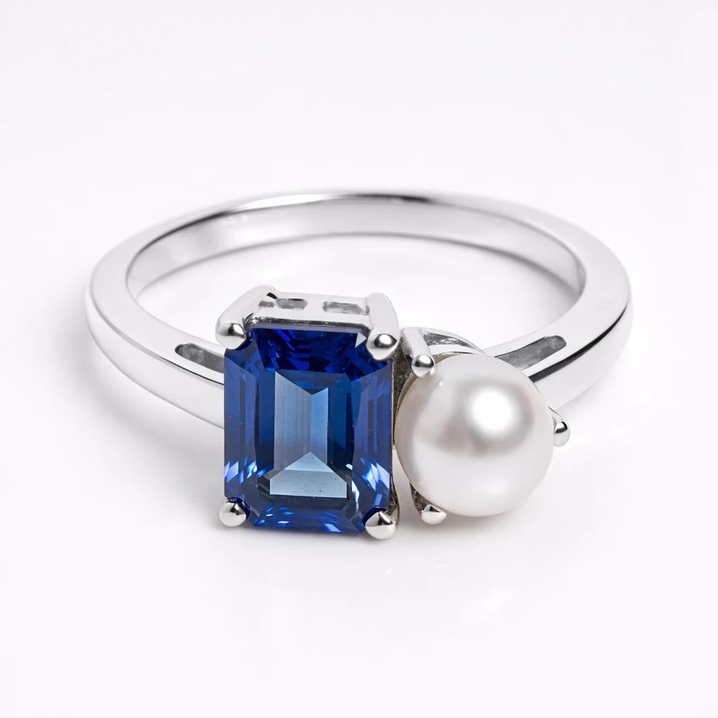 Dual Birthstone Ring Silver