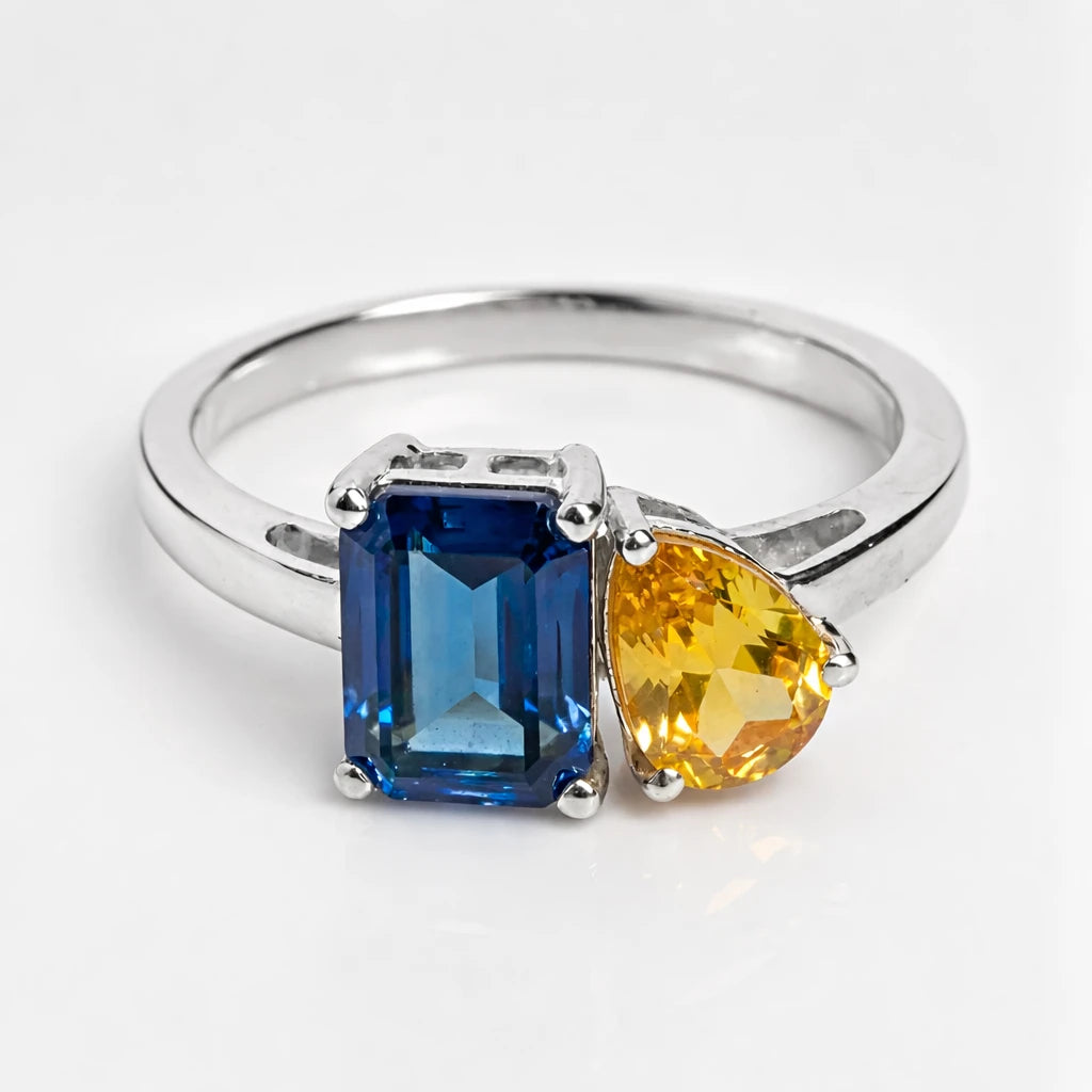 Dual Birthstone Ring Silver