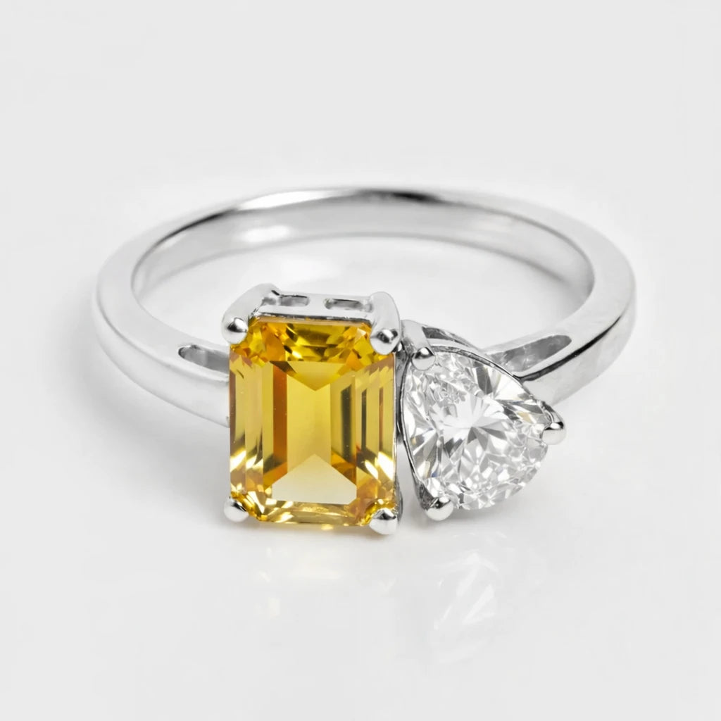 Dual Birthstone Ring Silver