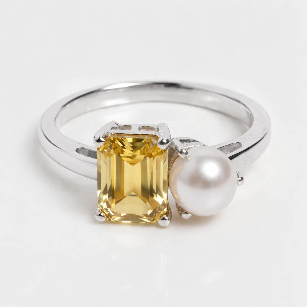 Dual Birthstone Ring Silver