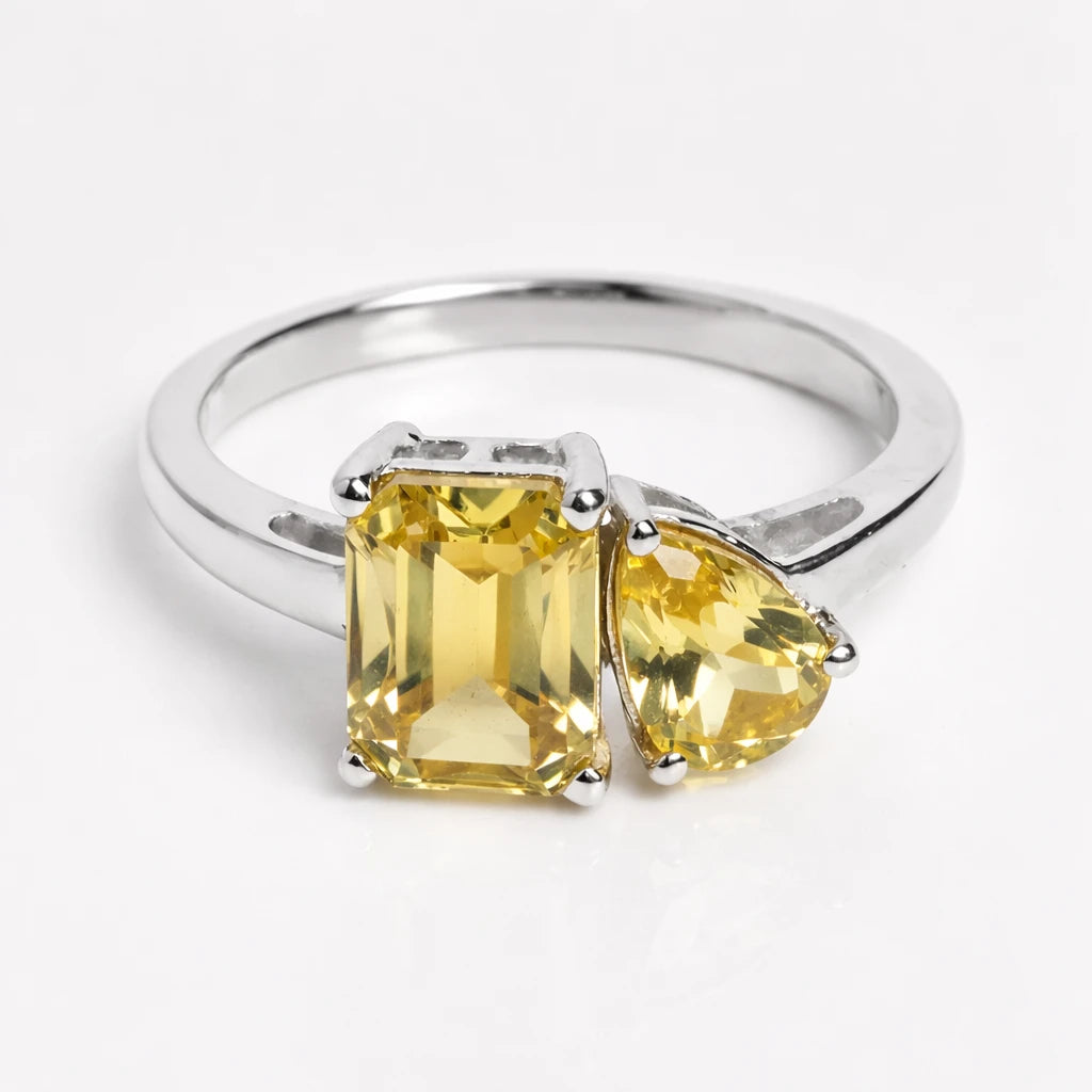 Dual Birthstone Ring Silver