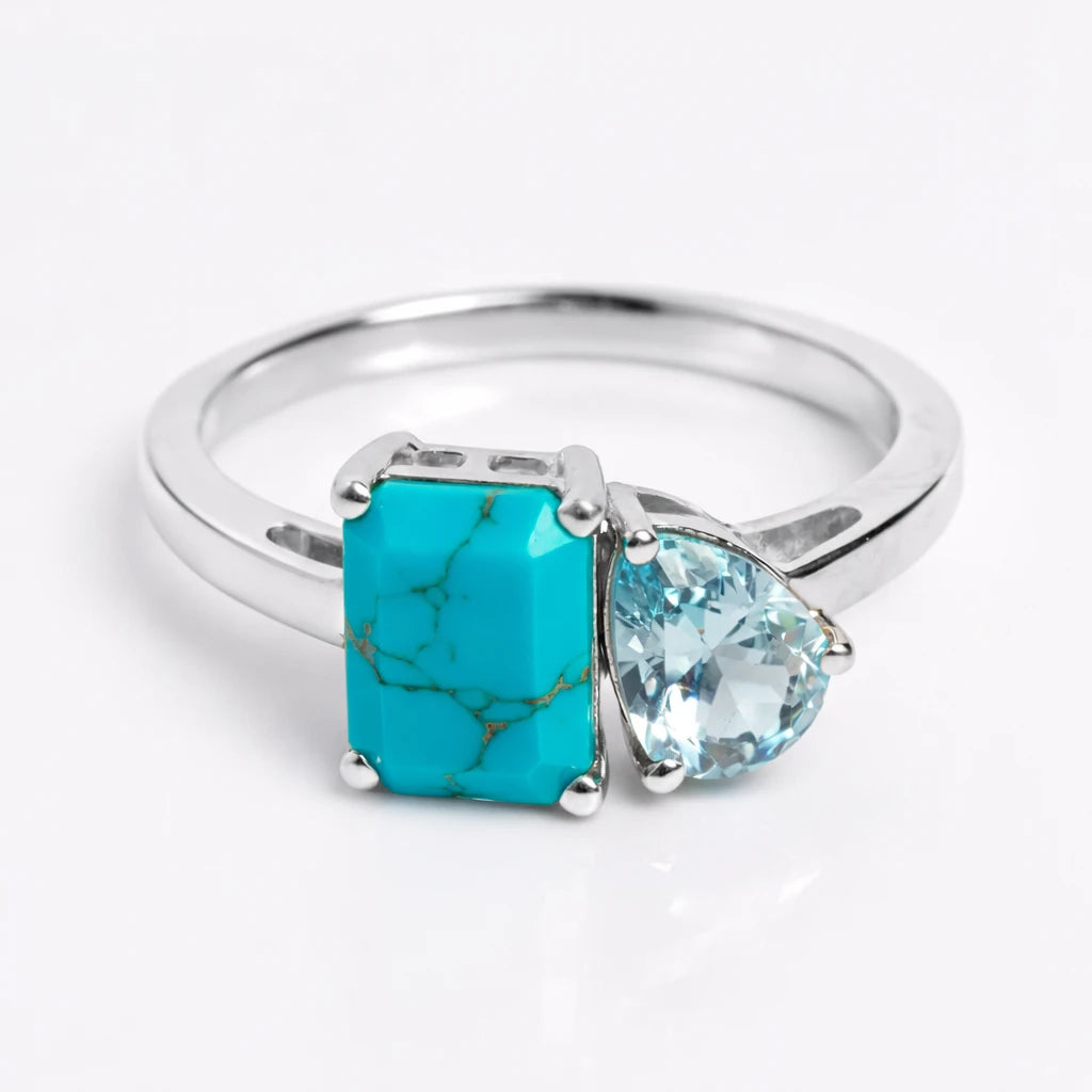 Dual Birthstone Ring Silver