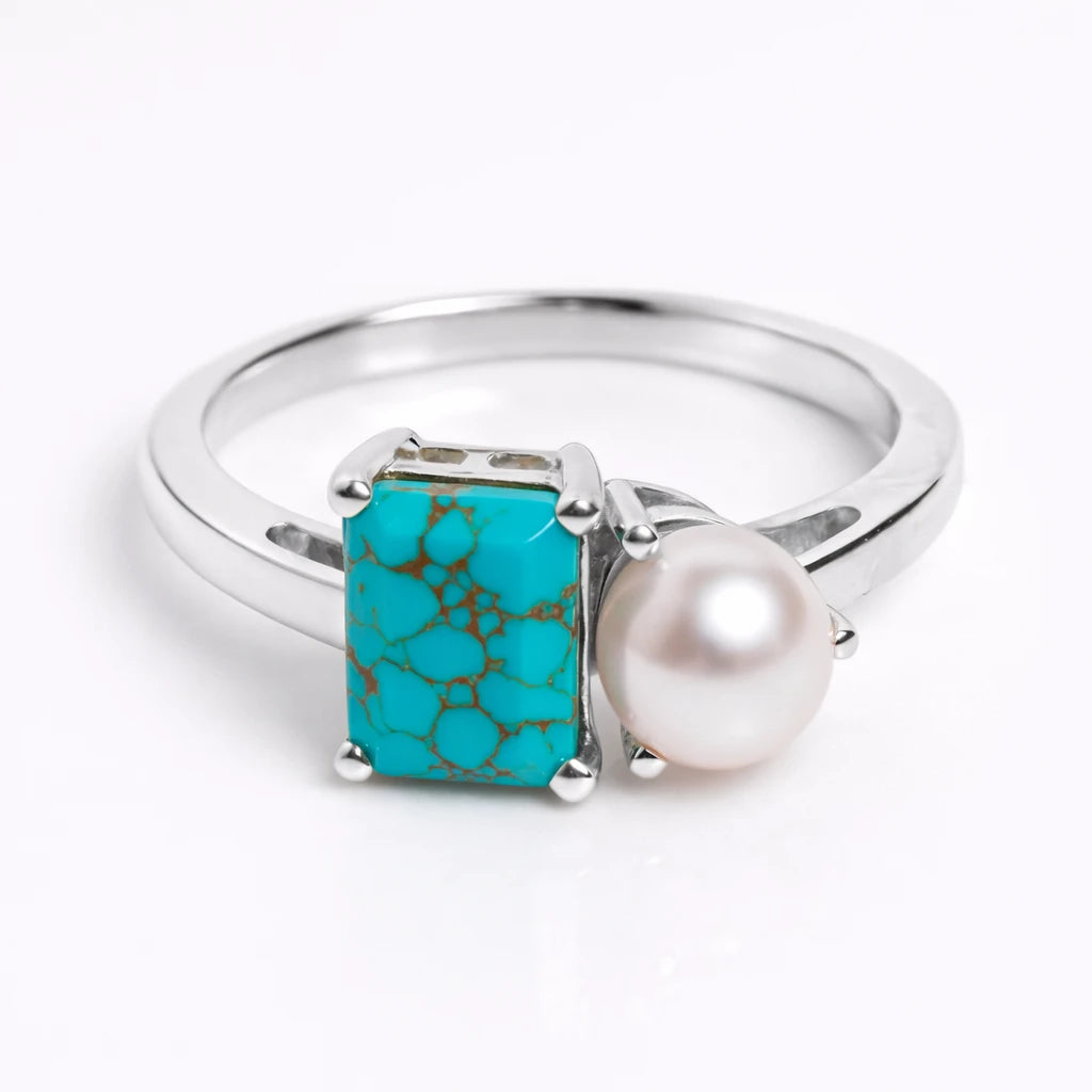 Dual Birthstone Ring Silver